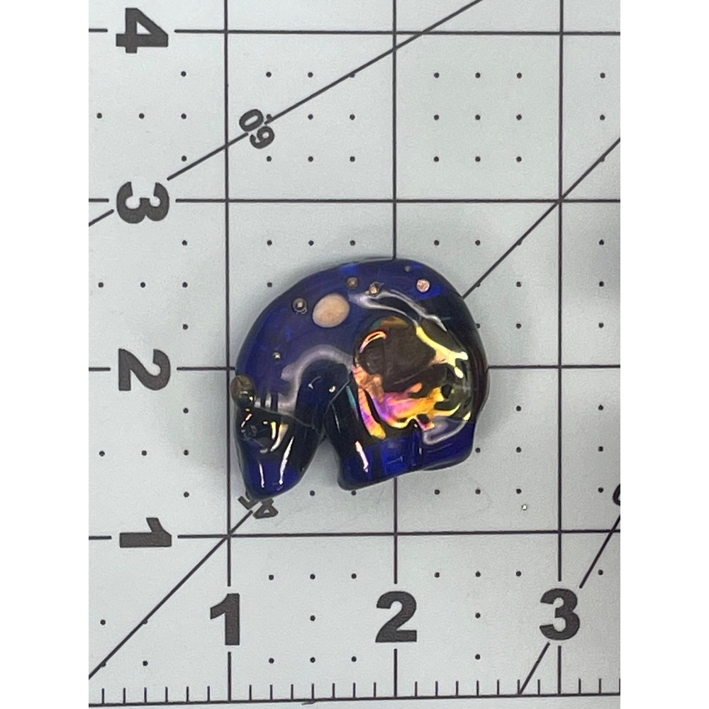 Marcy Lamberson Studio Art Glass Bear Focal Bead Cobalt Blue Dichroic Lampwork